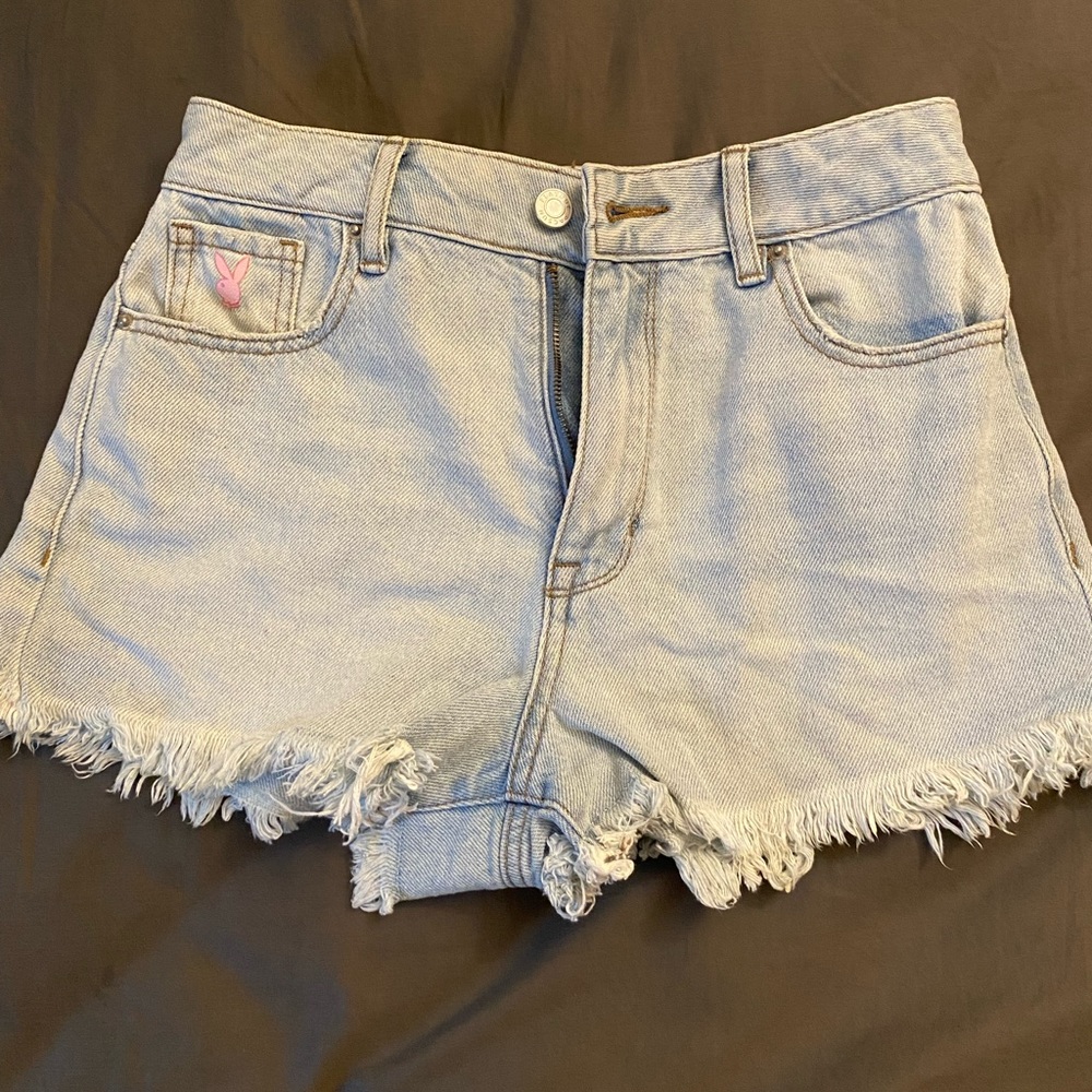 Playboy By Pacsun Frayed Hem High Rise Playboy Bunny Graphic Shorts Size 25